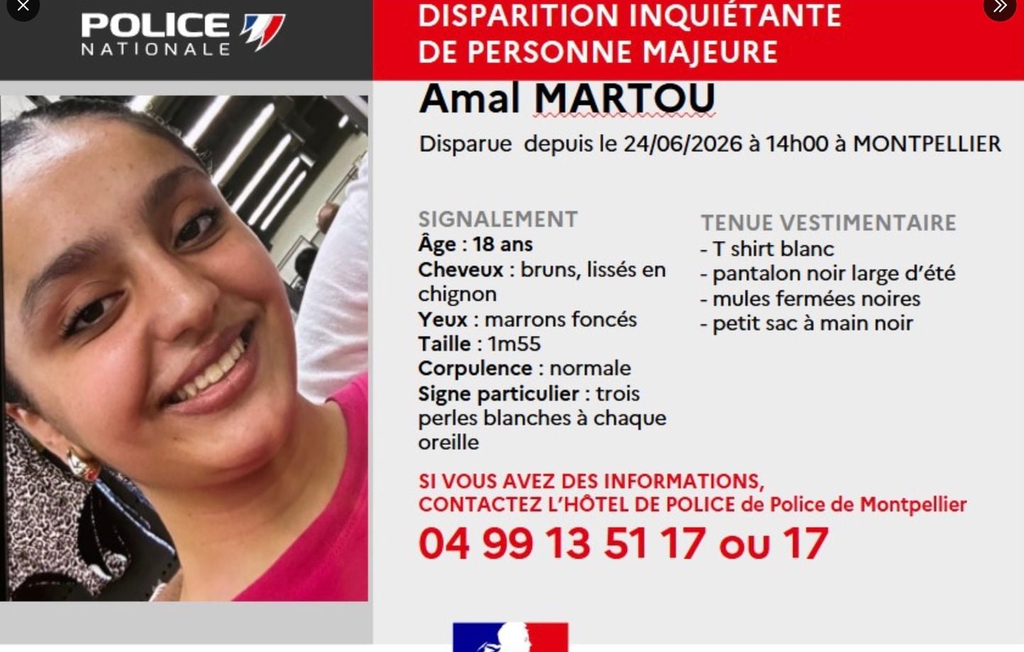 Amal, 18 años, nunca regresó de sus compras, la policía pide testigos Amal, 18 años, nunca regresó de sus compras, la policía pide testigos